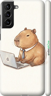 3D пластиковый матовый чехол Funny Capybara CEO Working для Samsung Galaxy S21 Plus - 6777m-2115 изображение 