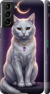 3D пластиковый матовый чехол Mystic White Cat Gothic Dark Purple Gold для Samsung Galaxy S21 Plus - 6805m-2115 изображение 
