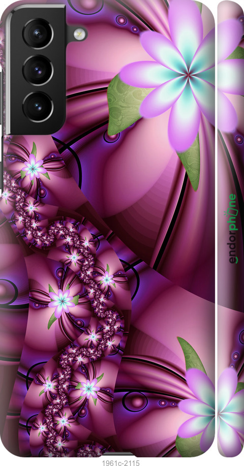 

3D пластиковий матовий чохол "Квіткова мозаїка" для Samsung Galaxy S21 Plus, Рожевий