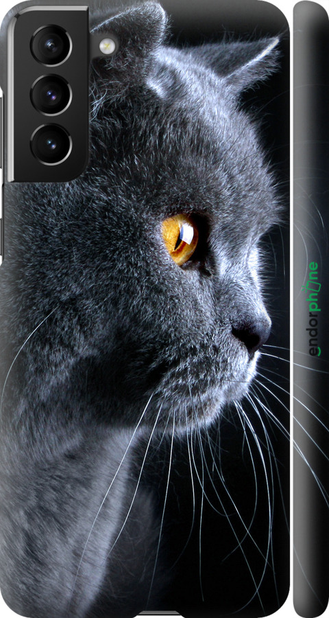 

3D пластиковий матовий чохол "Гарний кіт" для Samsung Galaxy S21 Plus, Чорний
