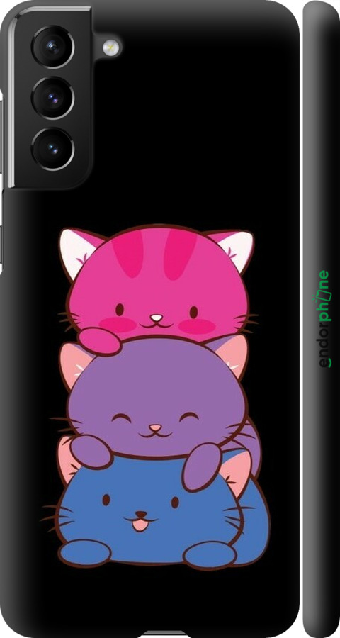 3D пластиковый матовый чехол Милые кошки для Samsung Galaxy S21 Plus - 6518m-2115 изображение 