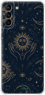 Силикон с усиленными углами чехол Celestial Harmony: Sun & Moon Gold Mystic Pattern для Samsung Galaxy S21 Plus - 6778sp-2115 изображение 
