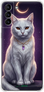 Силикон с усиленными углами чехол Mystic White Cat Gothic Dark Purple Gold для Samsung Galaxy S21 Plus - 6805sp-2115 изображение 