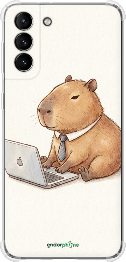 Силіконовий протиударний с посиленими кутами чехол Funny Capybara CEO Working для Samsung Galaxy S21 Plus - 6777sp-2115 изображение 