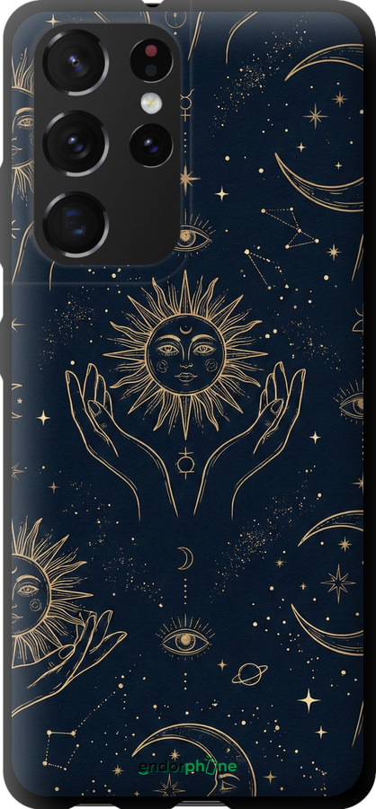 TPU чехол Celestial Harmony: Sun & Moon Gold Mystic Pattern для Samsung Galaxy S21 Ultra (5G) - 6778b-2116 изображение 