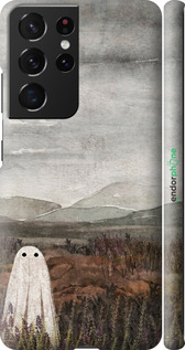 3D пластиковый матовый чехол Одинокий призрак на фоне гор для Samsung Galaxy S21 Ultra (5G) - 6486m-2116 изображение 