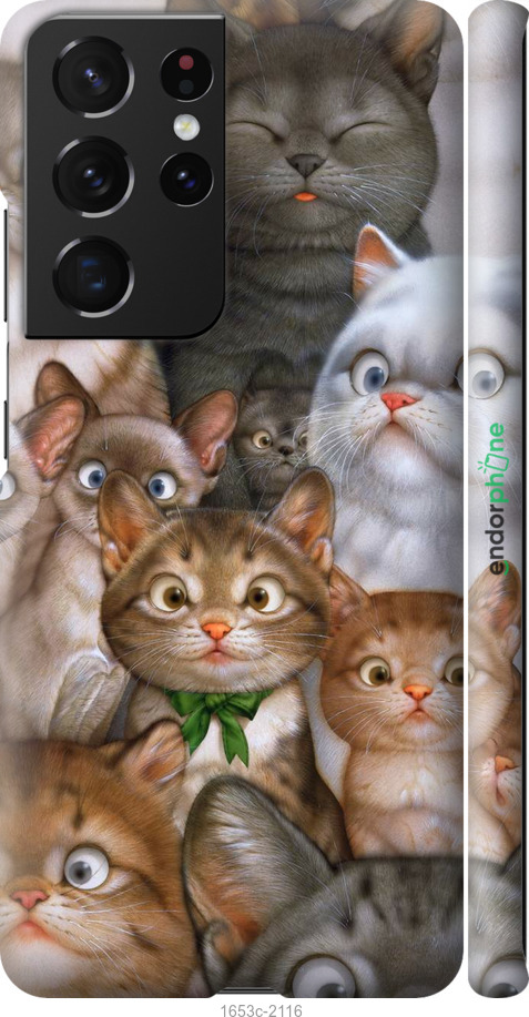 

3D пластиковий матовий чохол "Коти" для Samsung Galaxy S21 Ultra (5G)