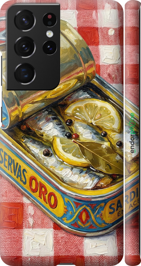 3D пластиковый матовый чехол Vintage Sardine Tin Phone для Samsung Galaxy S21 Ultra (5G) - 6772m-2116 изображение 