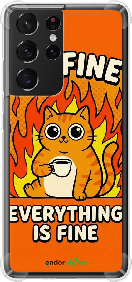 Силикон с усиленными углами чехол Funny Cat для Samsung Galaxy S21 Ultra (5G) - 6786sp-2116 изображение 