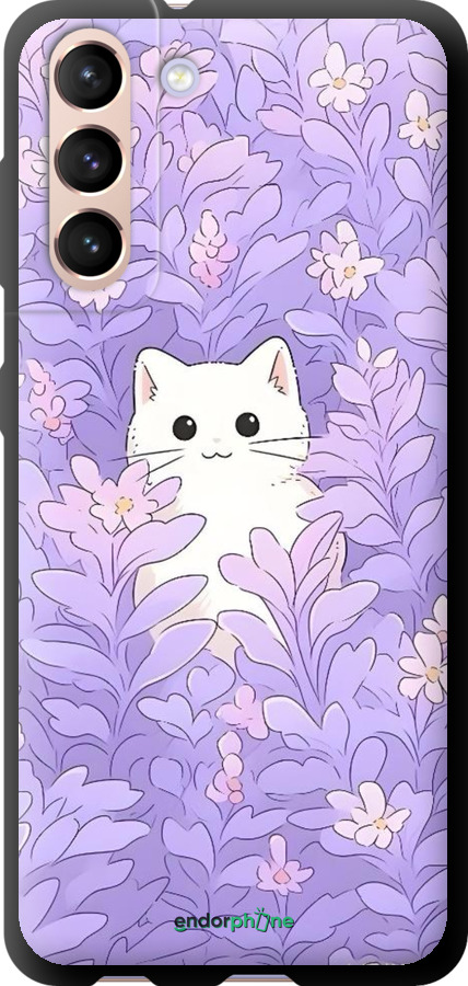 TPU чехол Котик в цветах для Samsung Galaxy S21 - 6390b-2114 изображение 