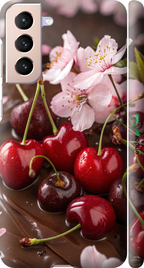 3D пластиковый матовый чехол Вишня в шоколаде для Samsung Galaxy S21 - 6698m-2114 изображение 