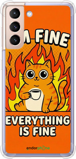Силикон с усиленными углами чехол 'Funny Cat' для Samsung Galaxy S21 изображение 3