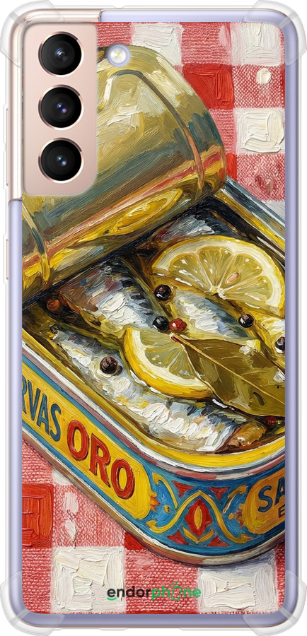 Силикон с усиленными углами чехол Vintage Sardine Tin Phone для Samsung Galaxy S21 - 6772sp-2114 изображение 