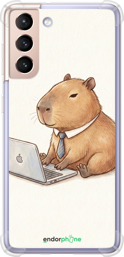 Силикон с усиленными углами чехол Funny Capybara CEO Working для Samsung Galaxy S21 - 6777sp-2114 изображение 