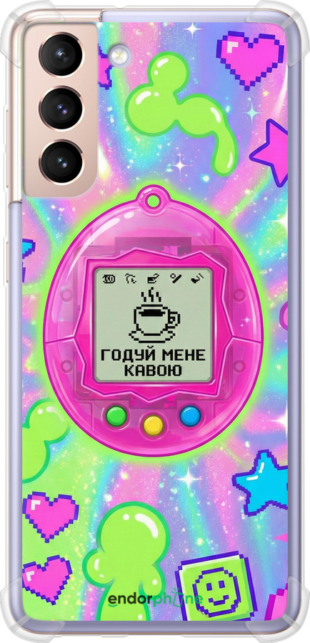 Силикон с усиленными углами чехол Y2K Aesthetic Retro Pet: Годуй мене кавою для Samsung Galaxy S21 - 6784sp-2114 изображение 