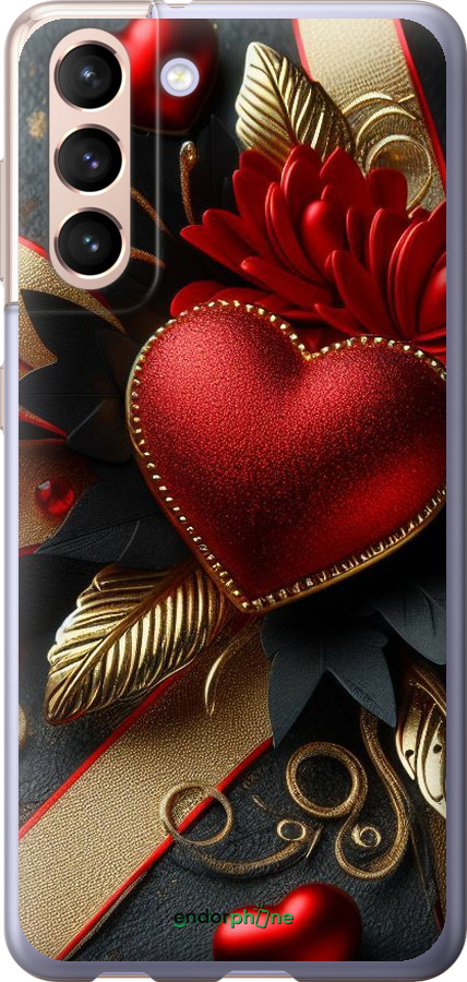 Силиконовый чехол Сердечки v2 для Samsung Galaxy S21 - 5832u-2114 изображение 