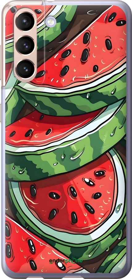 Силиконовый чехол Арбуз для Samsung Galaxy S21 - 6315u-2114 изображение 