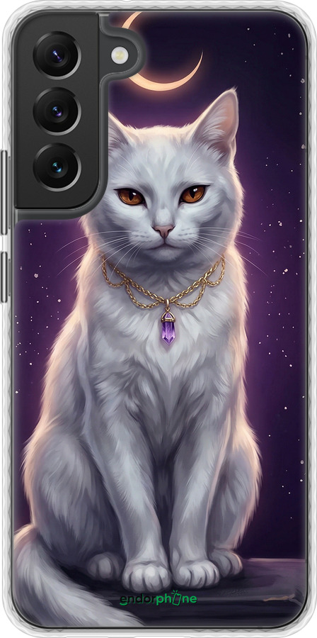 Чехол Bumper чехол Mystic White Cat Gothic Dark Purple Gold для Samsung Galaxy S22 Plus - 6805pc-2495 изображение 
