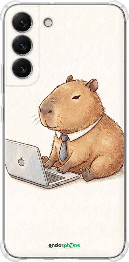 Силіконовий протиударний с посиленими кутами чехол Funny Capybara CEO Working для Samsung Galaxy S22 Plus - 6777sp-2495 изображение 