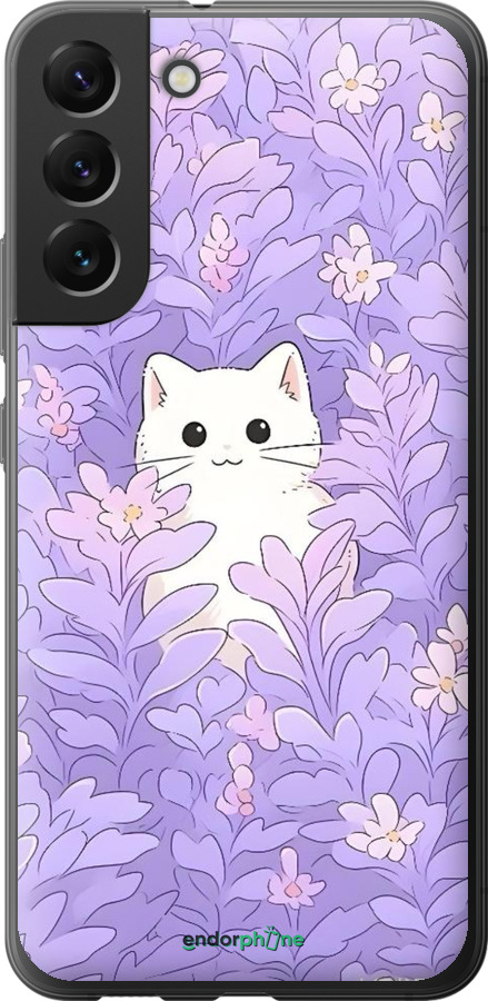Силіконовий чехол Котик в цветах для Samsung Galaxy S22 Plus - 6390u-2495 изображение 