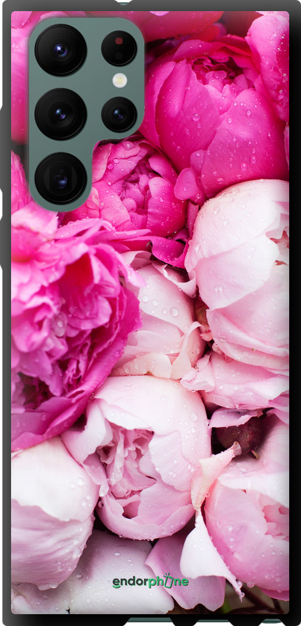 

TPU schwarz Hülle Rosa Pfingstrosen" für Samsung Galaxy S22 Ultra"