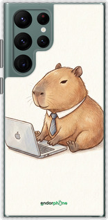 Чехол Bumper чехол Funny Capybara CEO Working для Samsung Galaxy S22 Ultra - 6777pc-2500 изображение 