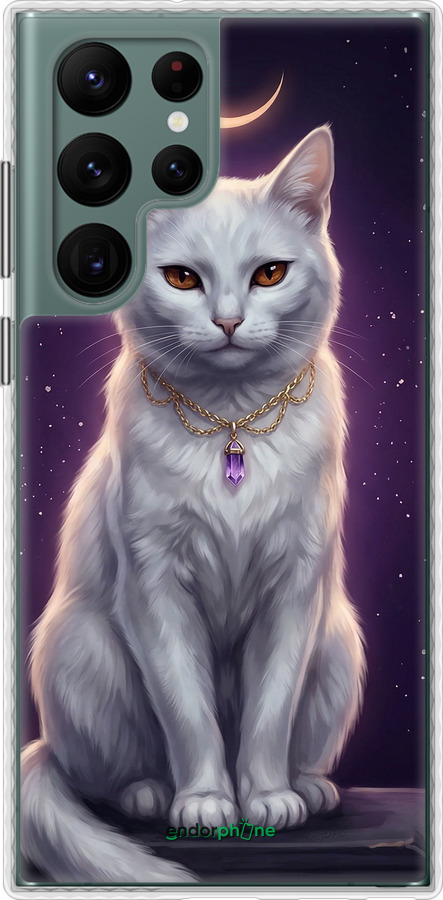 Чехол Bumper чехол Mystic White Cat Gothic Dark Purple Gold для Samsung Galaxy S22 Ultra - 6805pc-2500 изображение 