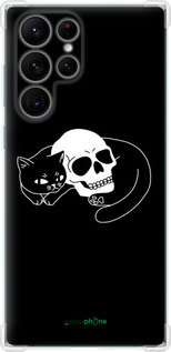 Силикон с усиленными углами чехол С изображением кота и черепа для Samsung Galaxy S22 Ultra - 6491sp-2500 изображение 