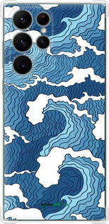 Силикон с усиленными углами чехол Абстрактный рисунок морских волн для Samsung Galaxy S22 Ultra - 6538sp-2500 изображение 