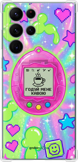Силикон с усиленными углами чехол 'Y2K Aesthetic Retro Pet: Годуй мене кавою' для Samsung Galaxy S22 Ultra изображение 3