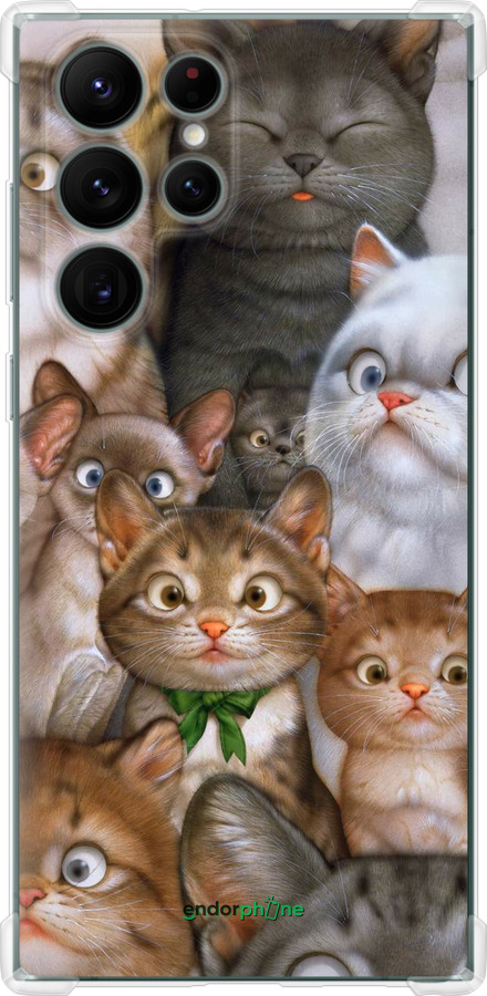 

Силіконовий протиударний с посиленими кутами чохол "Коти" для Samsung Galaxy S22 Ultra