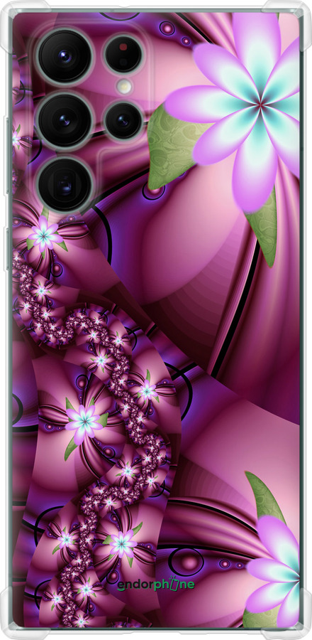 

Силіконовий протиударний с посиленими кутами чохол "Квіткова мозаїка" для Samsung Galaxy S22 Ultra, Рожевий