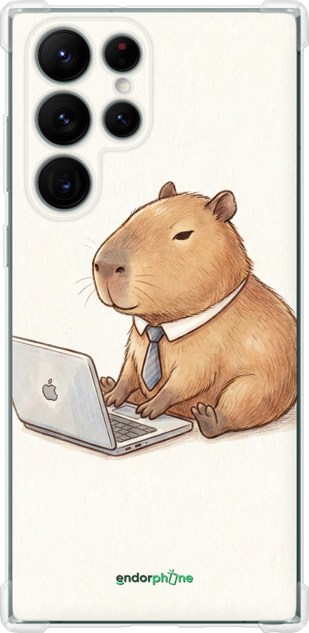 Силикон с усиленными углами чехол Funny Capybara CEO Working для Samsung Galaxy S22 Ultra - 6777sp-2500 изображение 