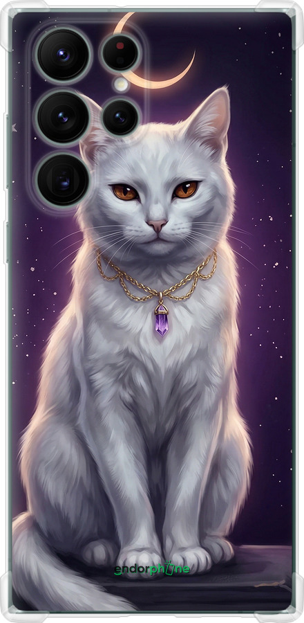Силіконовий протиударний с посиленими кутами чехол Mystic White Cat Gothic Dark Purple Gold для Samsung Galaxy S22 Ultra - 6805sp-2500 изображение 