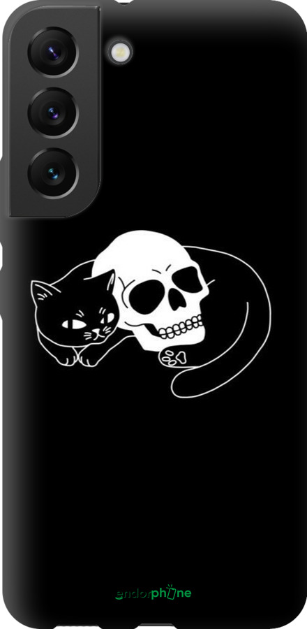 TPU чехол С изображением кота и черепа для Samsung Galaxy S22 - 6491b-2494 изображение 