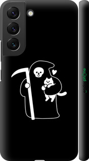 3D пластиковый матовый чехол Минималистичный арт: смерть и кошка для Samsung Galaxy S22 - 6529m-2494 изображение 