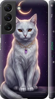 3D пластиковий матовий чехол Mystic White Cat Gothic Dark Purple Gold для Samsung Galaxy S22 - 6805m-2494 изображение 