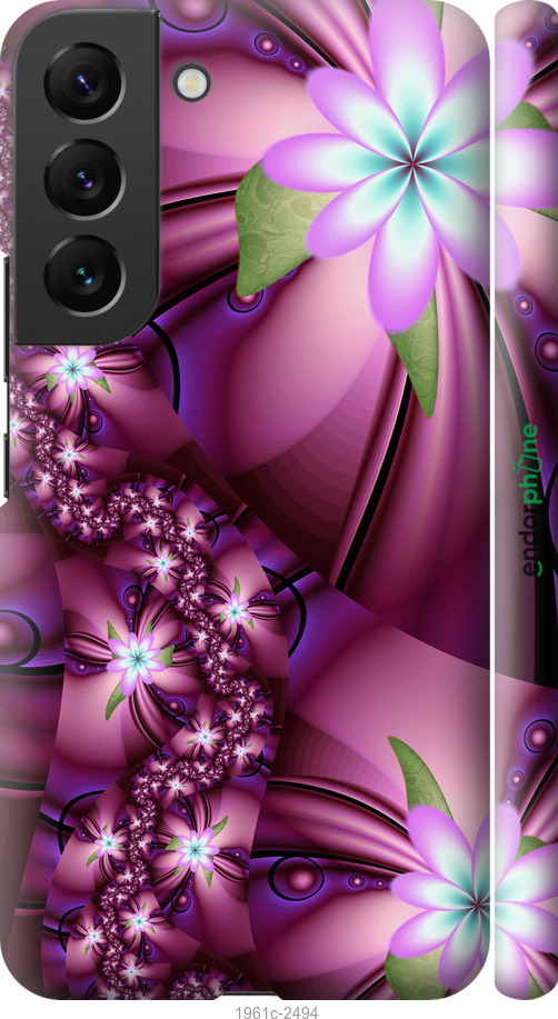 

3D пластиковий матовий чохол "Квіткова мозаїка" для Samsung Galaxy S22, Рожевий