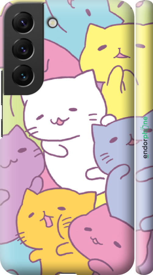 

3D пластиковий матовий чохол "Кошенята " для Samsung Galaxy S22, Білий