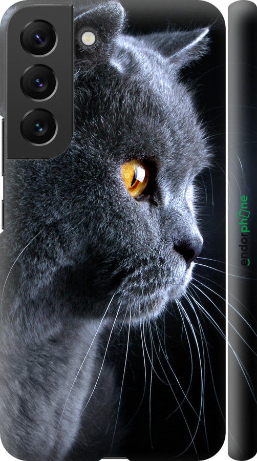 

3D пластиковий матовий чохол "Гарний кіт" для Samsung Galaxy S22, Чорний