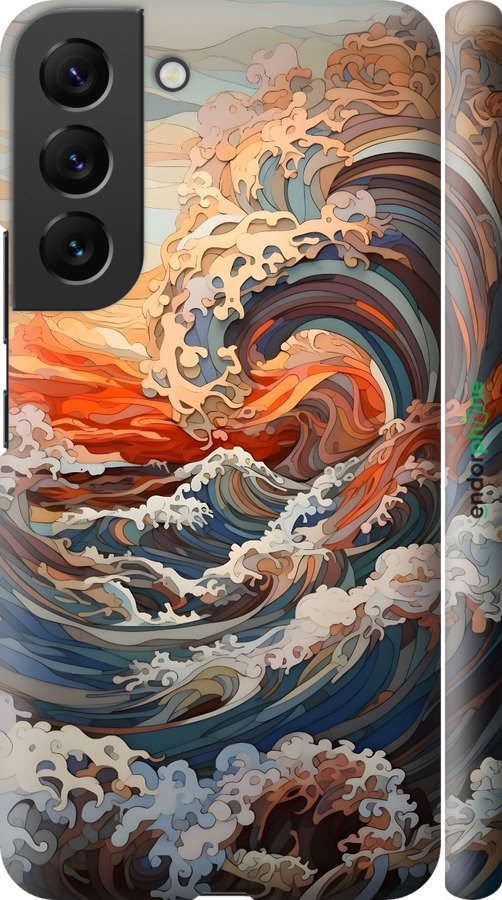 3D пластиковый матовый чехол Арт волны для Samsung Galaxy S22 - 6324m-2494 изображение 