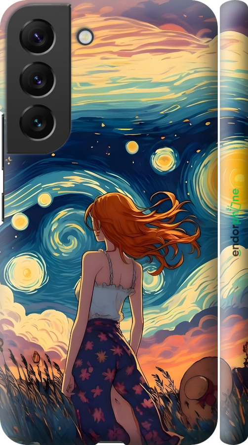 3D пластиковый матовый чехол Девушка Арт для Samsung Galaxy S22 - 6325m-2494 изображение 