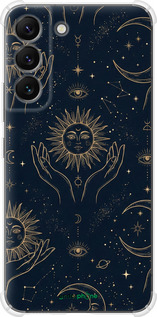 Силикон с усиленными углами чехол Celestial Harmony: Sun & Moon Gold Mystic Pattern для Samsung Galaxy S22 - 6778sp-2494 изображение 