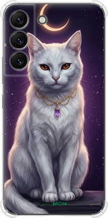 Силикон с усиленными углами чехол Mystic White Cat Gothic Dark Purple Gold для Samsung Galaxy S22 - 6805sp-2494 изображение 