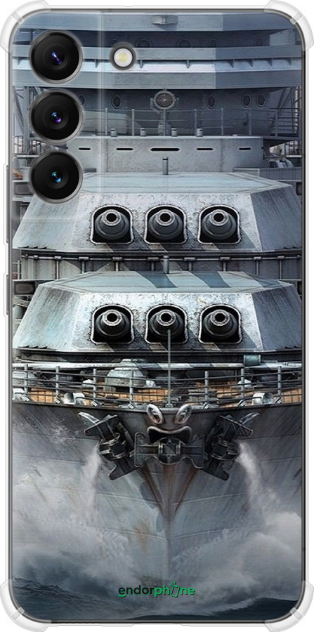 Силикон с усиленными углами чехол Линкор, world of tanks, wargaming, военный корабль для Samsung Galaxy S22 - 6453sp-2494 изображение 