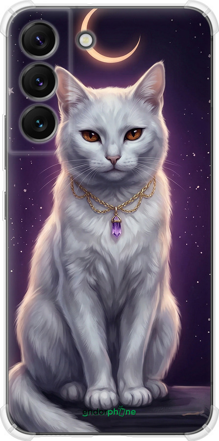 Силикон с усиленными углами чехол Mystic White Cat Gothic Dark Purple Gold для Samsung Galaxy S22 - 6805sp-2494 изображение 