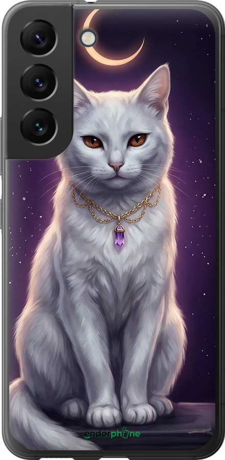 Силіконовий чехол Mystic White Cat Gothic Dark Purple Gold для Samsung Galaxy S22 - 6805u-2494 изображение 