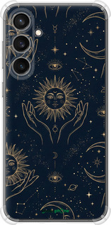 Силикон с усиленными углами чехол 'Celestial Harmony: Sun & Moon Gold Mystic Pattern' для Samsung Galaxy S23 FE изображение 3