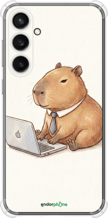 Силикон с усиленными углами чехол Funny Capybara CEO Working для Samsung Galaxy S23 FE - 6777sp-3136 изображение 
