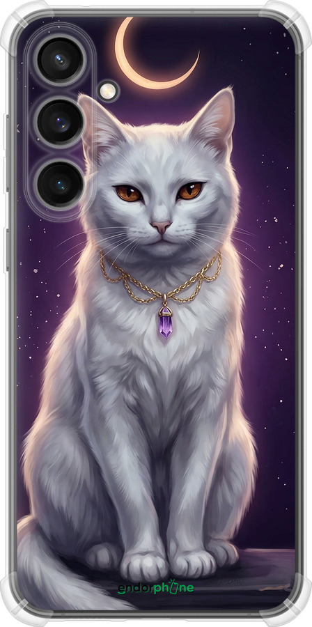 Силикон с усиленными углами чехол Mystic White Cat Gothic Dark Purple Gold для Samsung Galaxy S23 FE - 6805sp-3136 изображение 